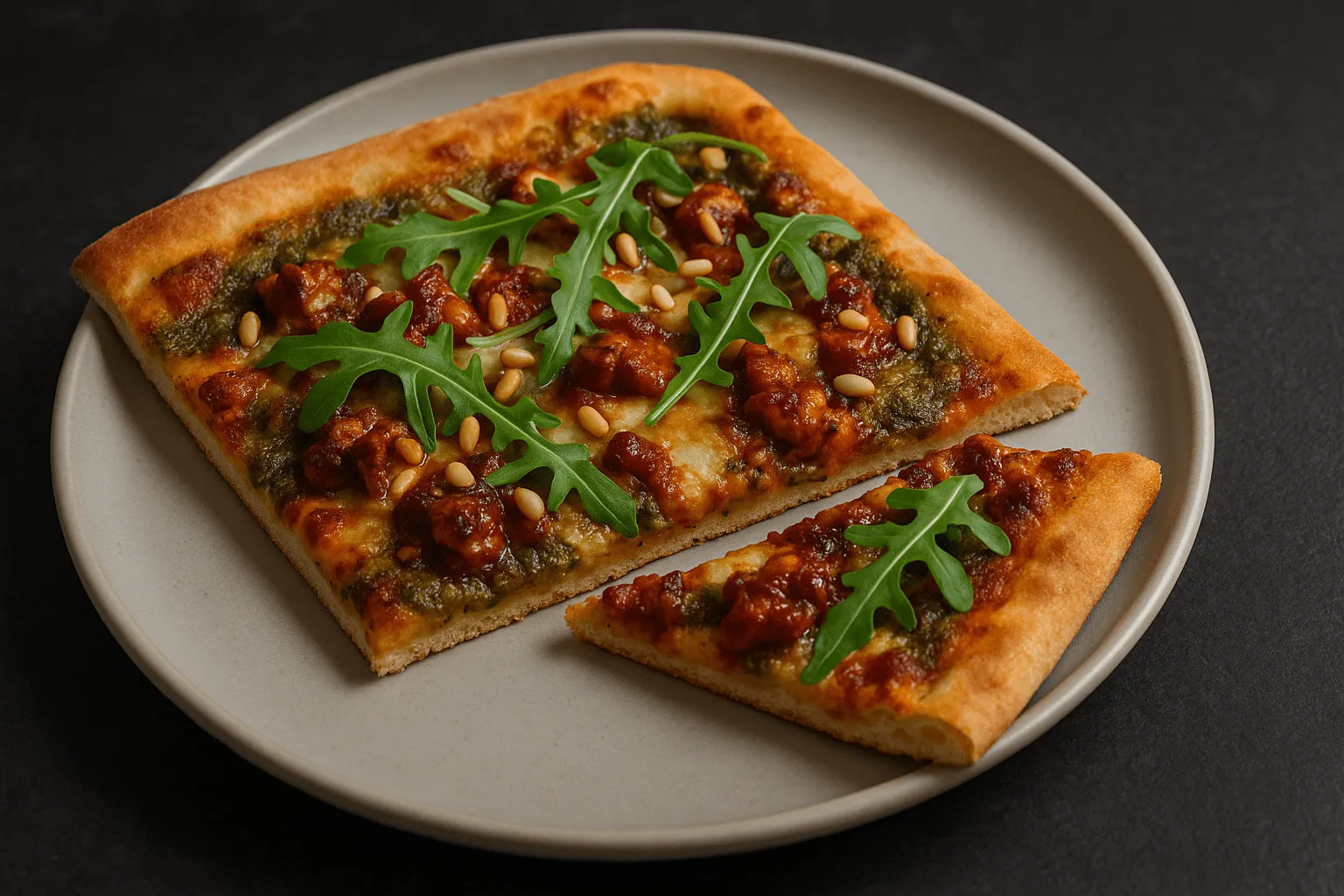 BBQ-pizza med pesto og grillet kylling