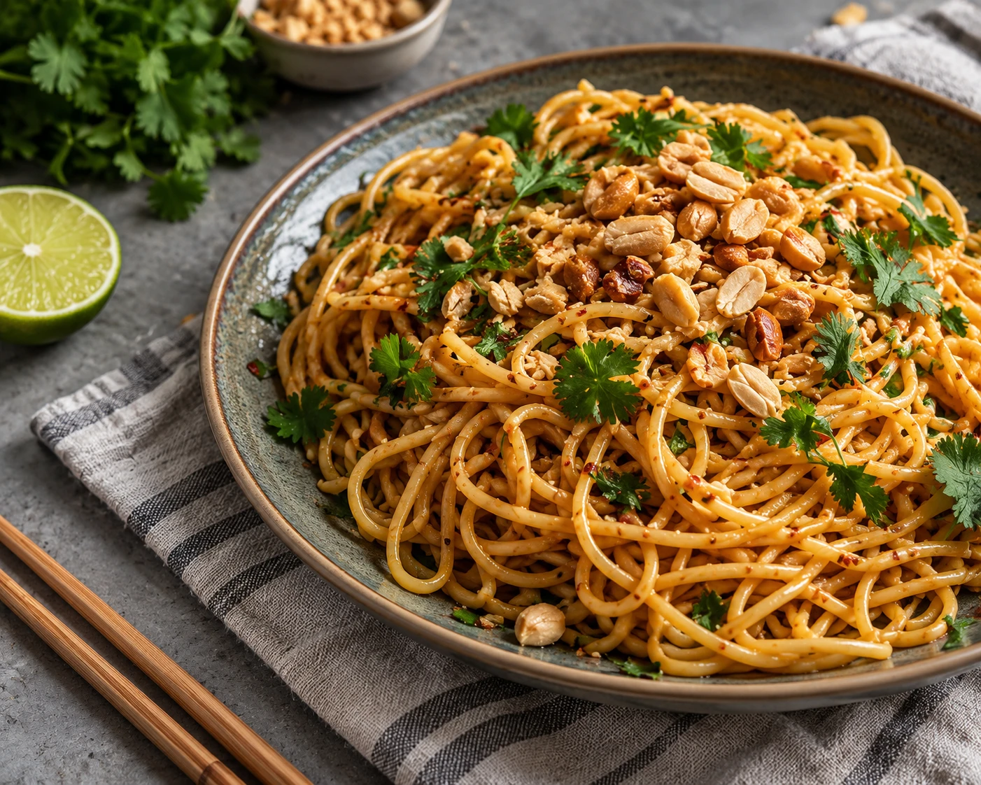 Koreanske nudler med peanøttsaus